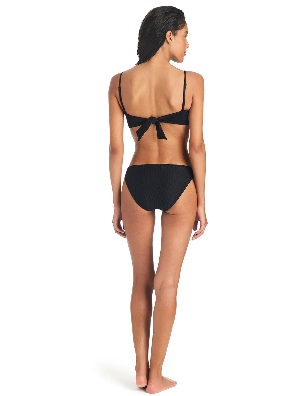 On The Water Texture Hipster Bikini Bottom Black