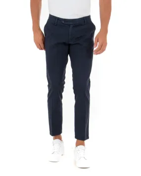 Pantaloni Uomo Tasca America Capri Classico Abbottonatura Allungata Blu GIOSAL-P5396A