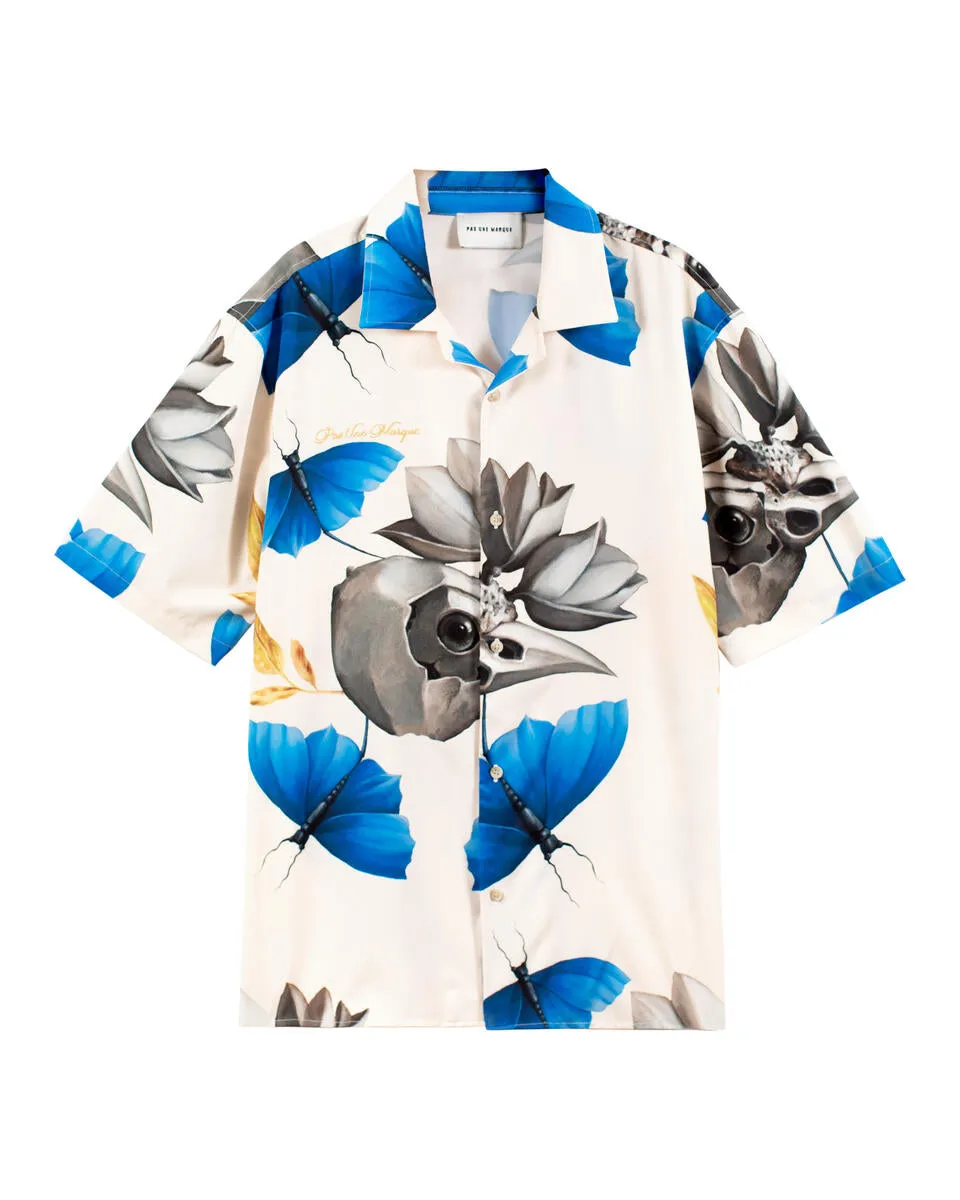 Pas Une Marque Buttterfly Ensemble Short Sleeve Shirt - MULTI/BLUE