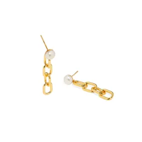 PEARL LINK DROP EARRINGS