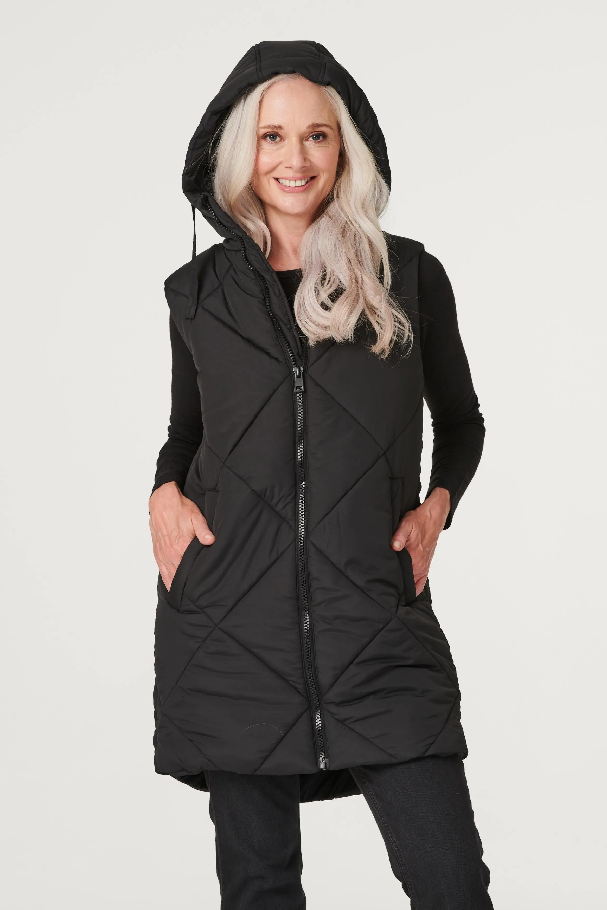 Quilted Longline Puffer Vest