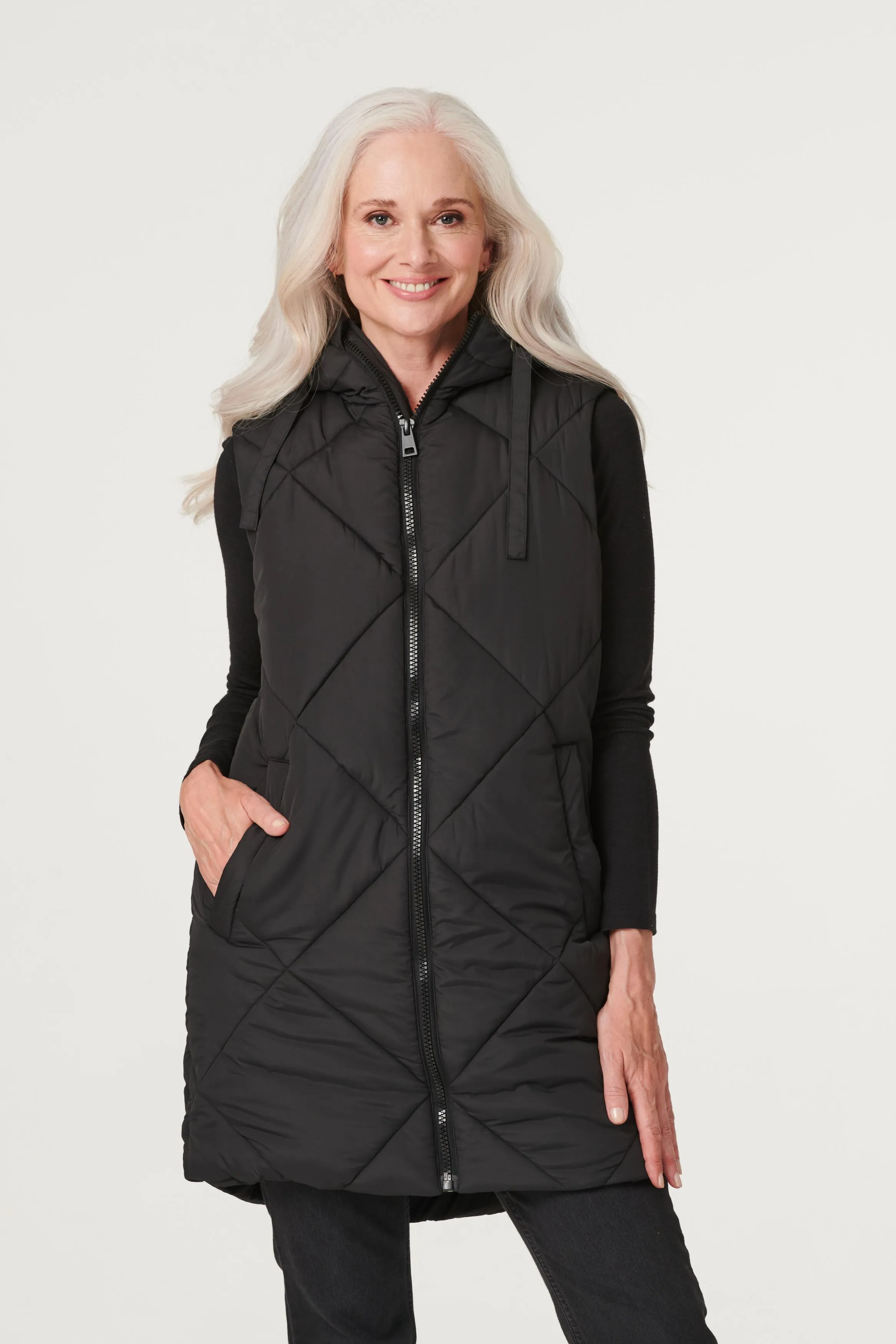 Quilted Longline Puffer Vest