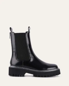 SAVANNAH FLAT ANKLE BOOTS BLACK BOX LEATHER