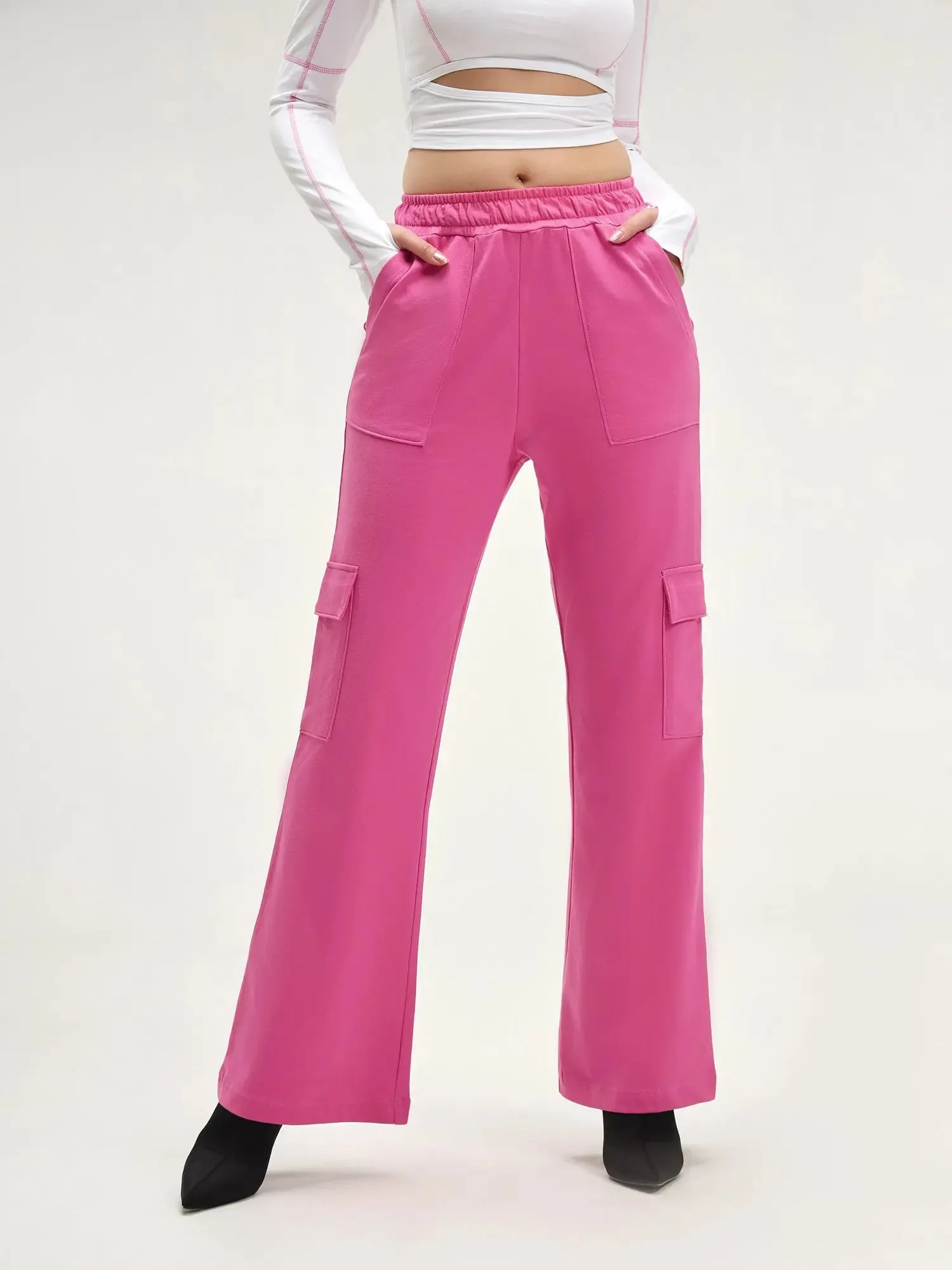 Seoul Pink Wide Cargo Joggers