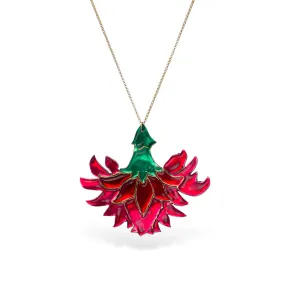 Single lotus – long chain necklace with enamel