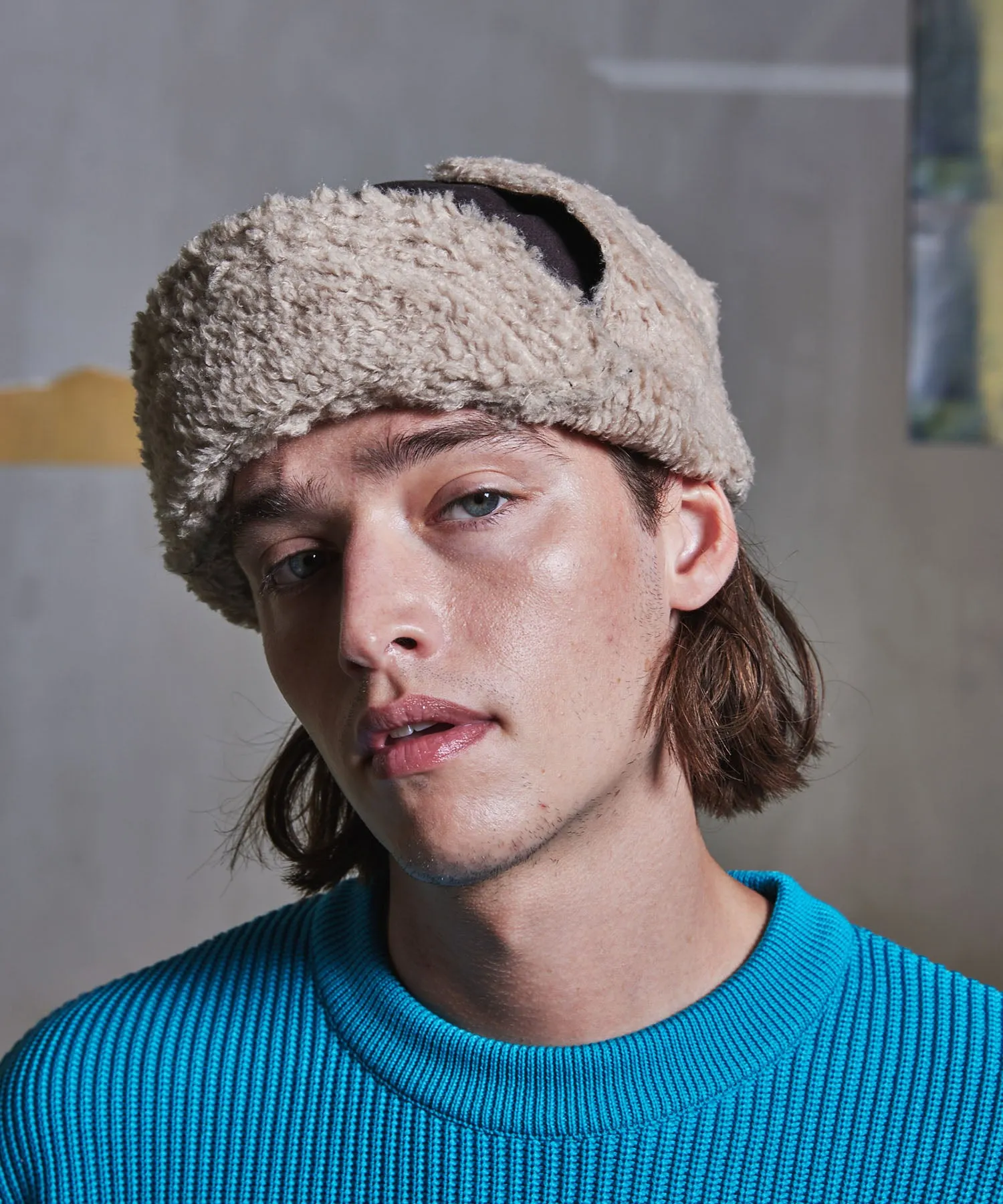 Suede Boa Reversible Flight Cap