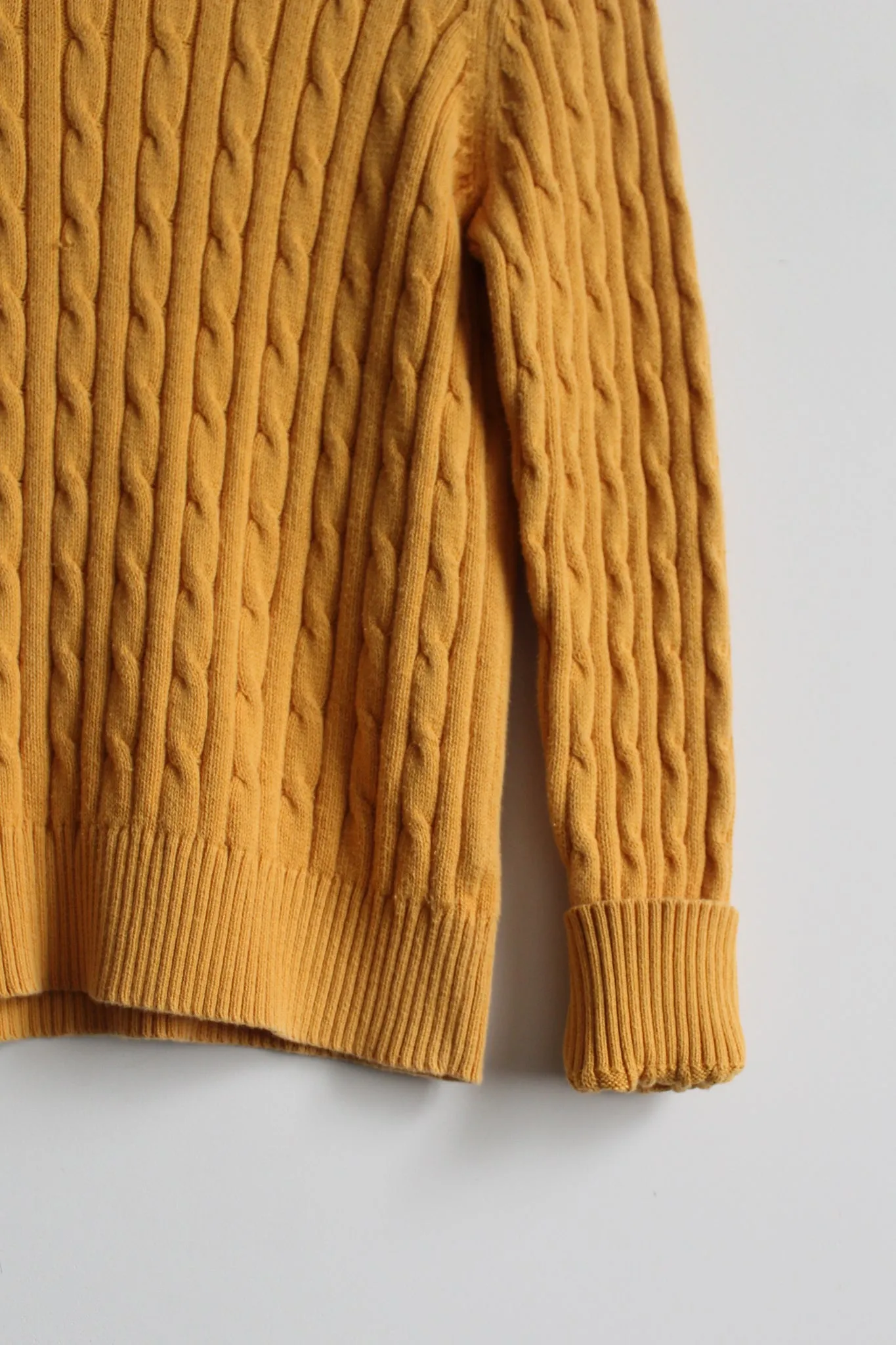 sunflower yellow cable knit summer cotton sweater