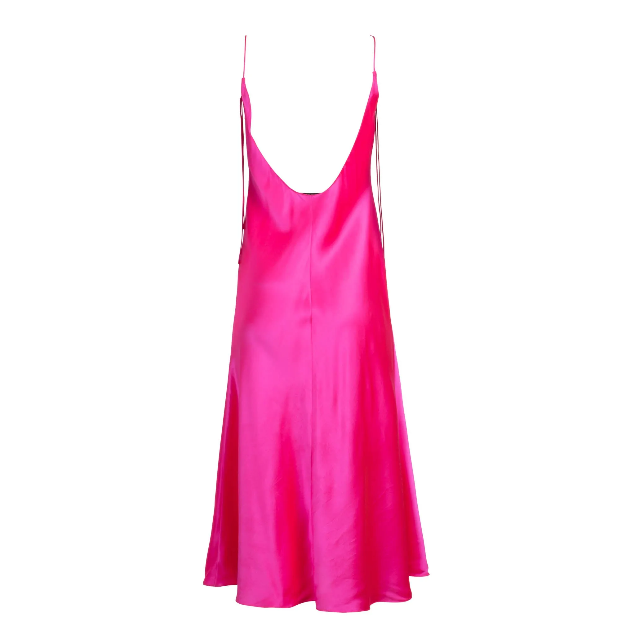 Tie Strap Acid Pink Midi Slip Dress