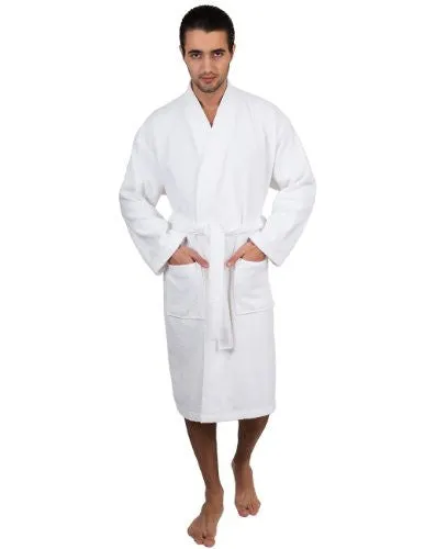 TOWELSELECTIONS MEN’S ROBE, TURKISH COTTON TERRY KIMONO BATHROBE LARGE/X-LARGE WHITE