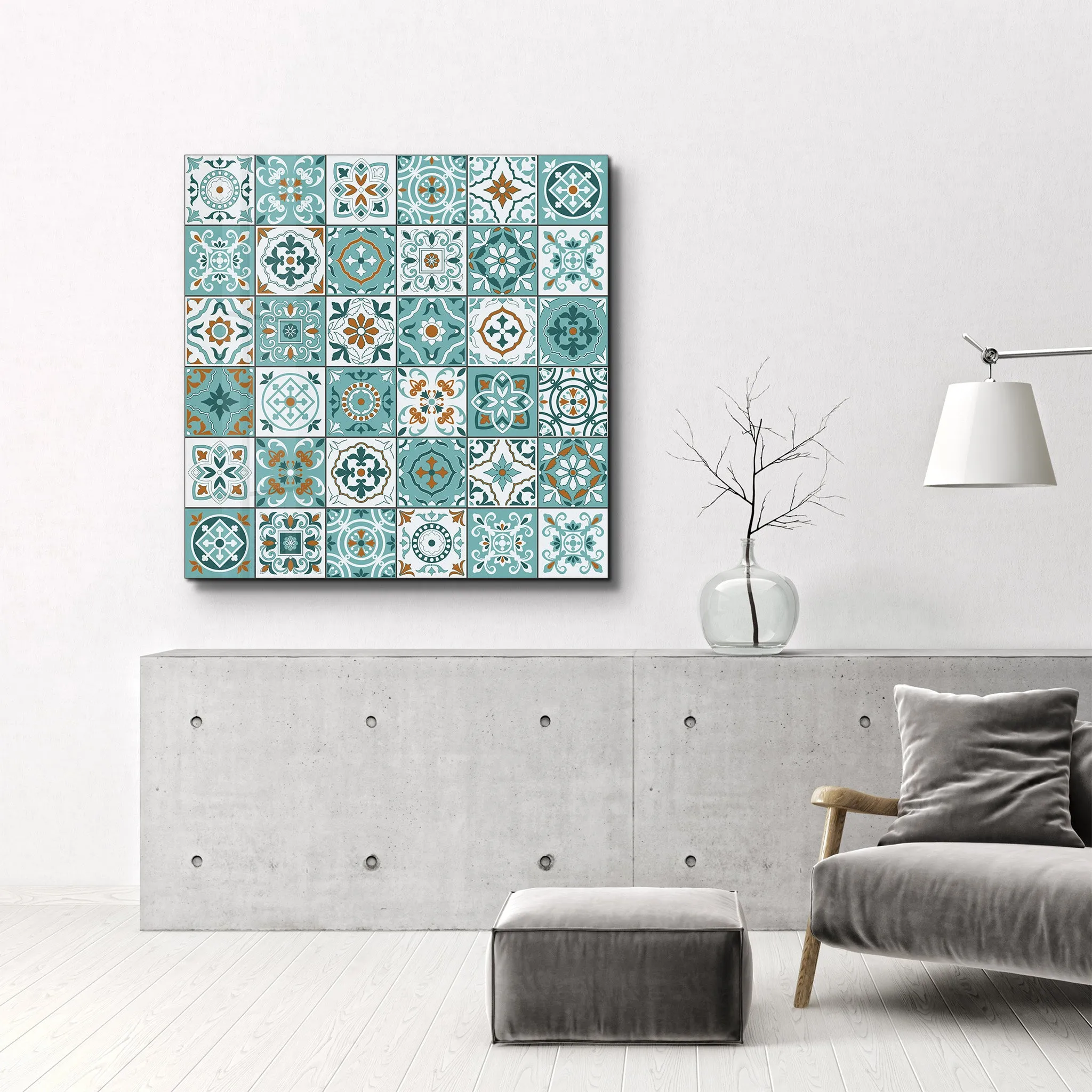 Turquoise Italian Ceramic Tiles Collection | Glass Wall Art