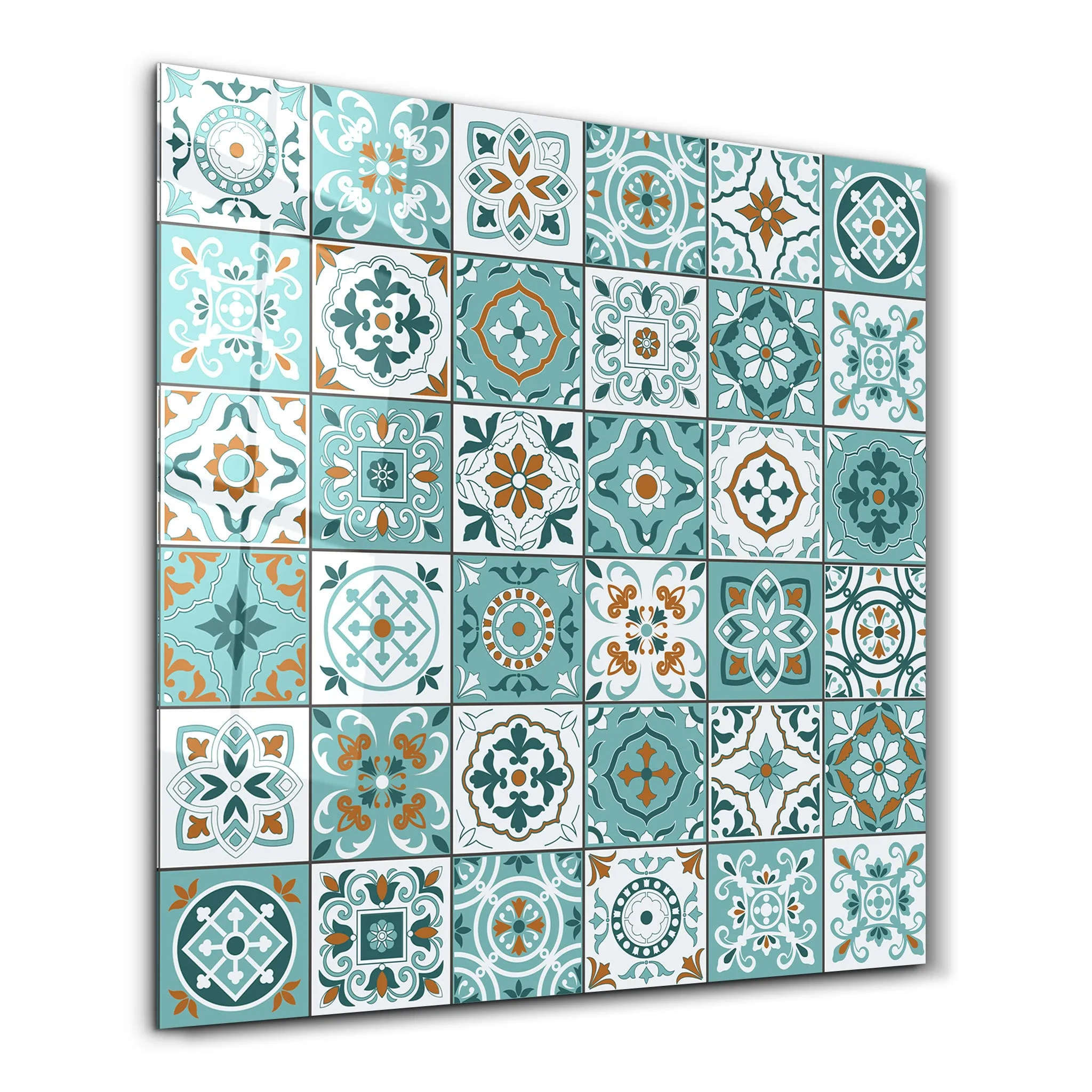 Turquoise Italian Ceramic Tiles Collection | Glass Wall Art