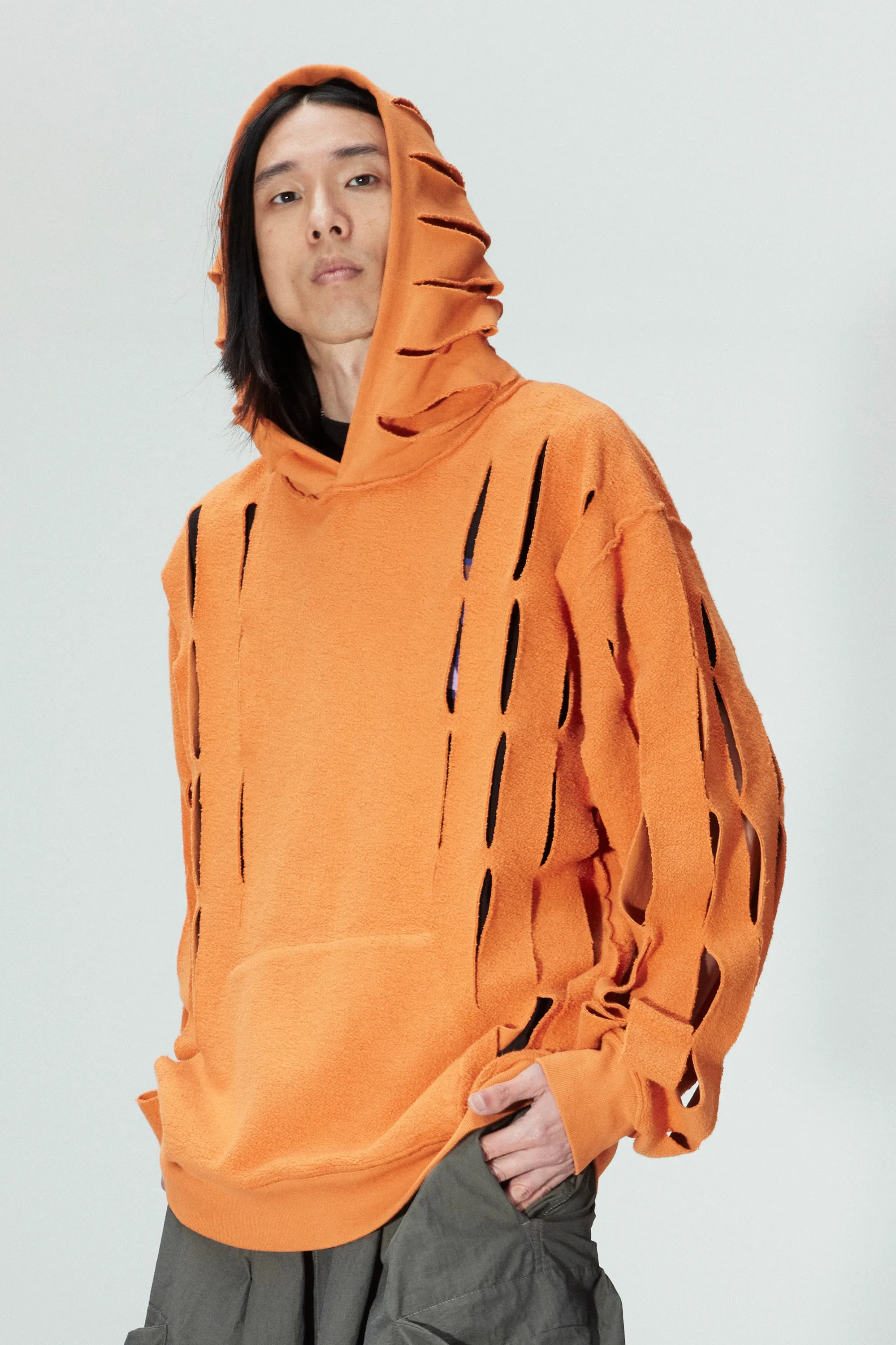 UPCYCLE - SLASH HOODIE TANGERINE