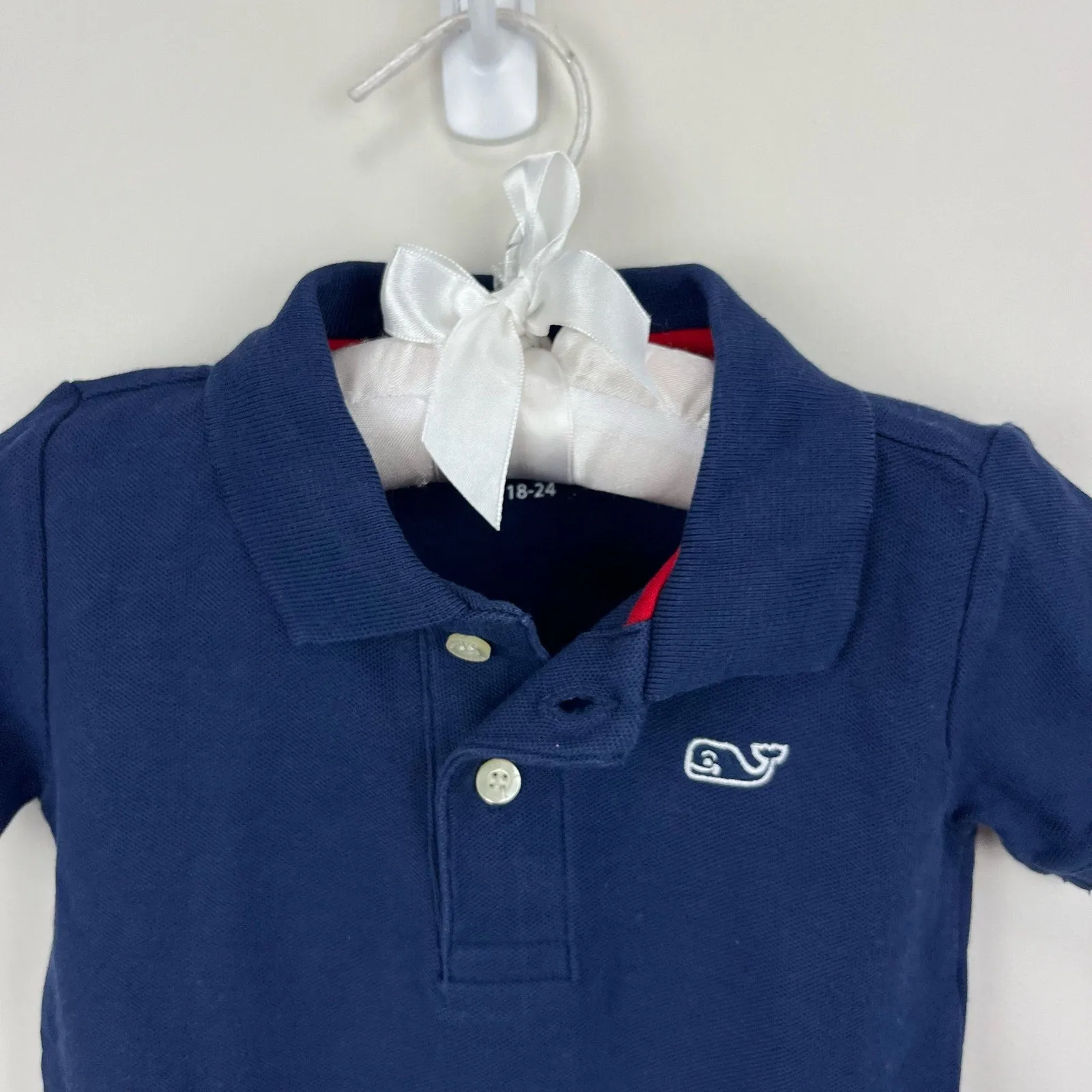 Vineyard Vines Flag Whale Polo Onesie 18-24 Months