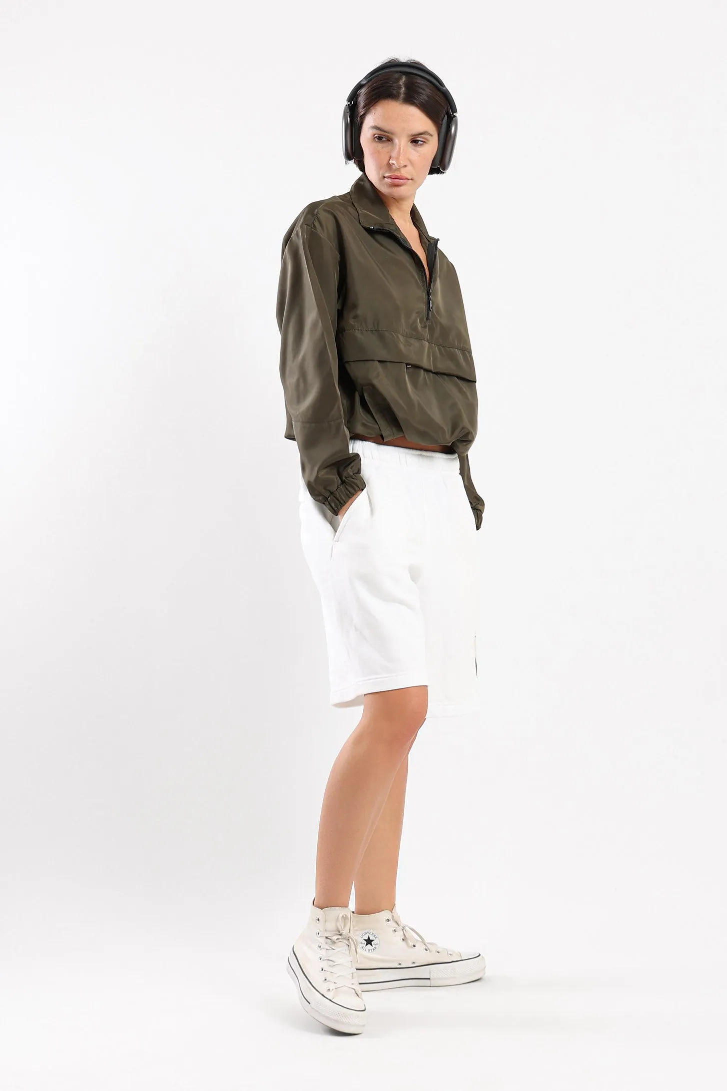 WINDBREAKER PARKA SWEATSHIRT - KHAKI